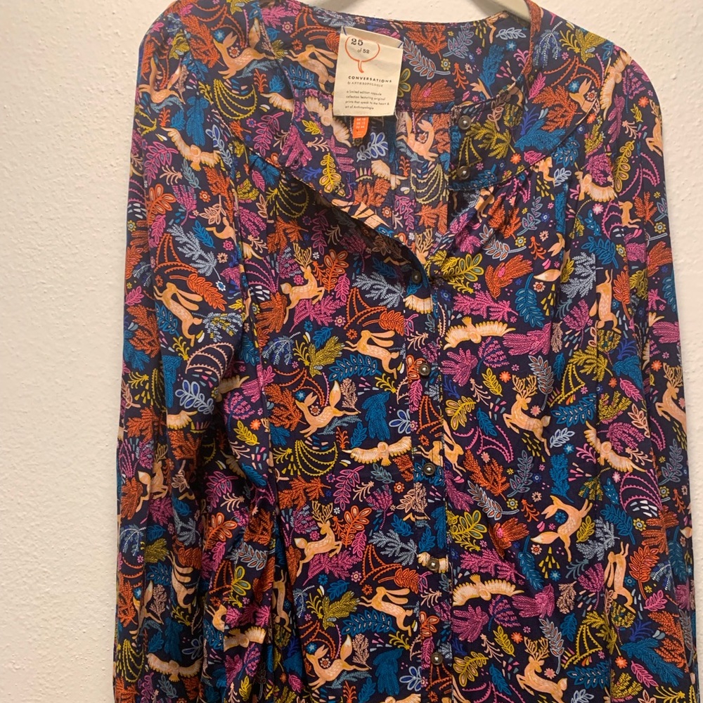 Anthropologie bright printed button down